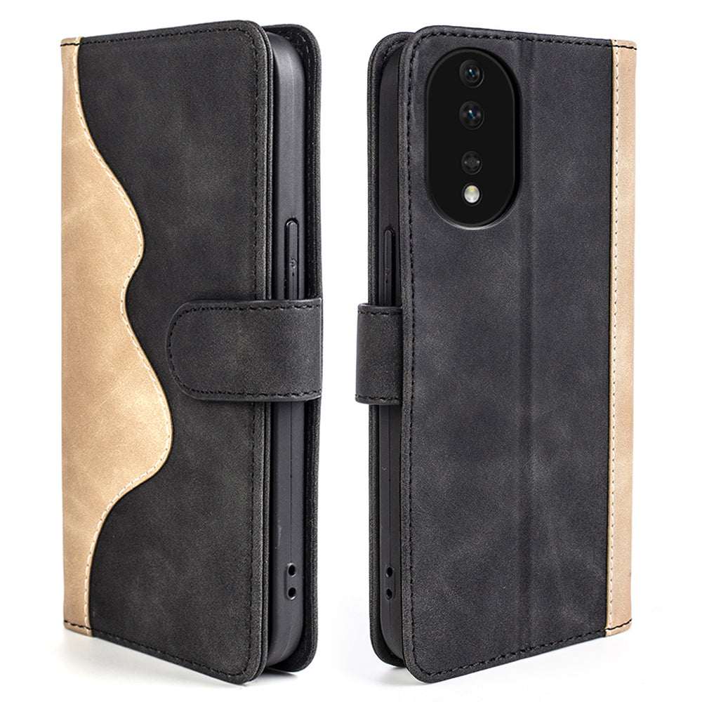 Mobile Phone Cover for Honor 80 5G Overall Coverage PU Leather Magnetic Clasp Bi-color Design Stand Wallet Cell Phone Case Mobile Phone Cover for Honor 80 5G Overall Coverage PU Leather Magnetic Clasp Bi-color Design Stand Wallet Cell Phone Case